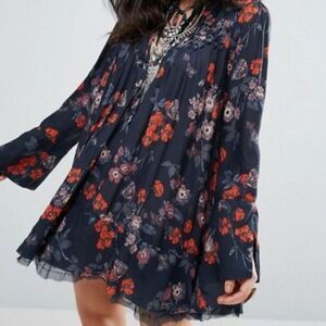 Free People Floral Long Sleeve Tunic Dress